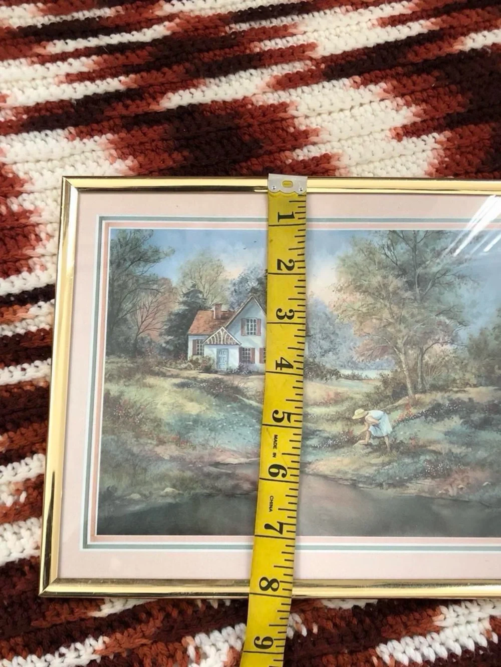 Vintage Artwork Print Framed Countryside Rural Farmhouse Rustic Cottage Antique